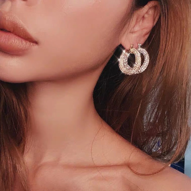 Rhinestone Mini Hoop Earrings