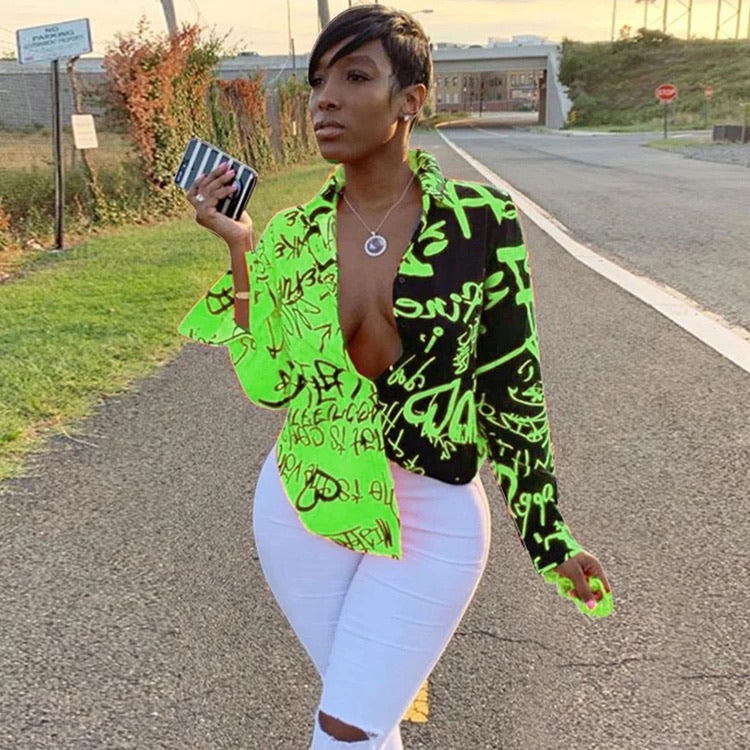 Graffiti print long sleeves.