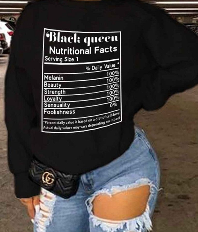 Black Queen Ingredients Facts Long Sleeve