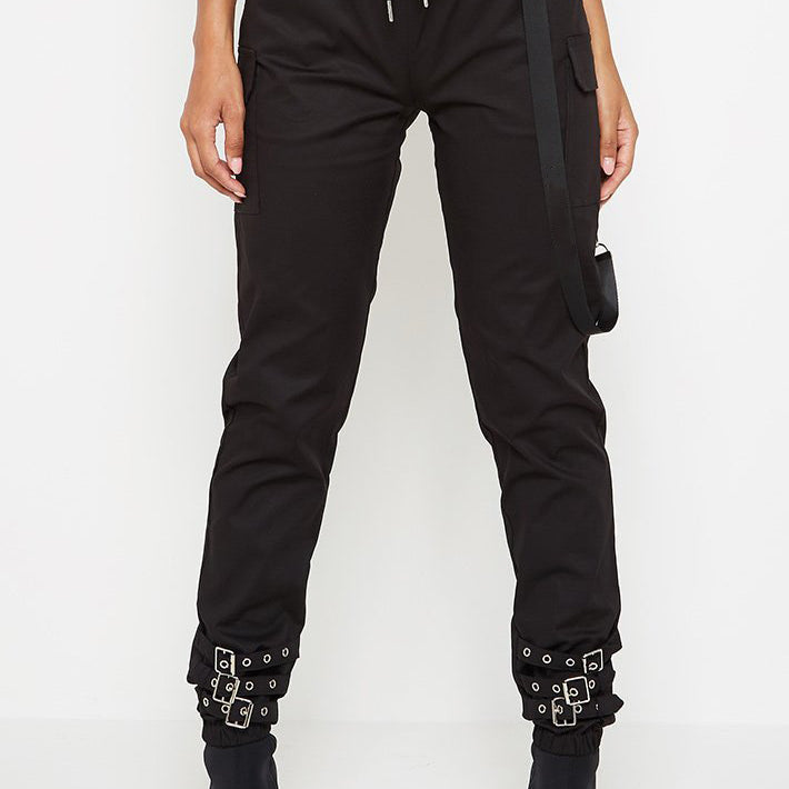 Buckle-Accented Cargo Pants